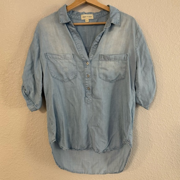 Anthropologie Tops - Anthropologie Cloth & Stone Denim Chambray Tencel Button Up Shirt medium